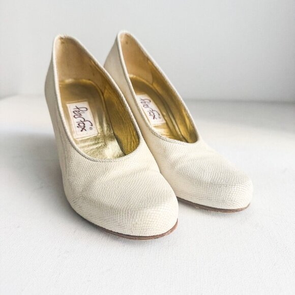 Peter Fox Nude Leather Classic Round Toe Heels w Slight Sheen 6 - Picture 2 of 12